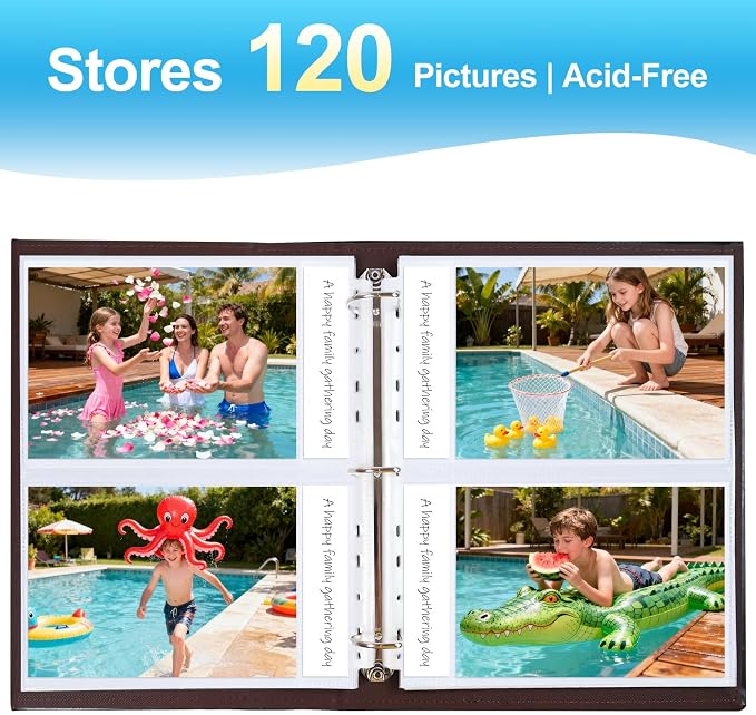 30 Pack 5x7 Photo Album Refill Pages for 3 Ring Binder,Ultra-Clear Photo Sleeves Holding 120 Pictures, Double-Sided 2 Pockets Photo Pages, Photo Sheet Protector for Photos and Postcards - Image 6