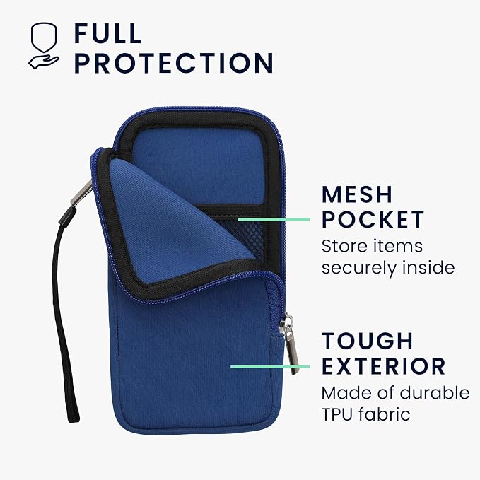 kwmobile Universal Phone Pouch Size XL - 6.7/6.8" - Neoprene Smartphone Pouch with Zip - Water-Repellent Mobile Phone Case - Sleeve in Baltic Blue - Image 3