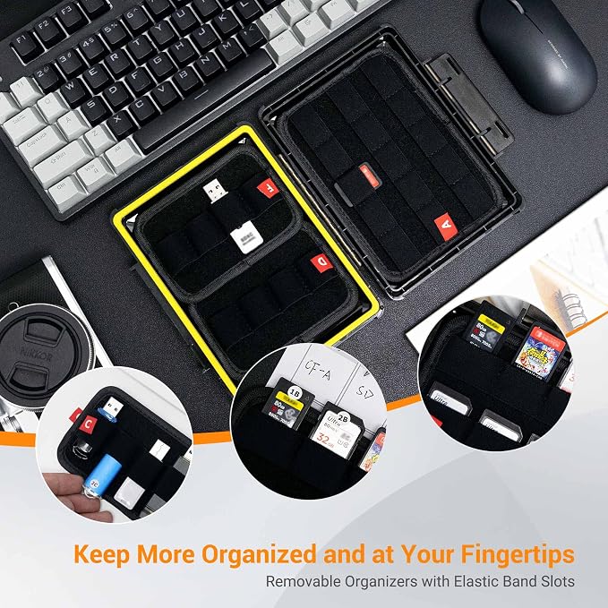 JJC Hard Flash Drive SD Card Case Holder for 16 USB Type A/C & 30 SD Cards | Water-Resistant & Shockproof Thumb Drive Storage Case, PC Shell with Snap Closure, Double-sided Flap & Elastic Slots Design - Image 4