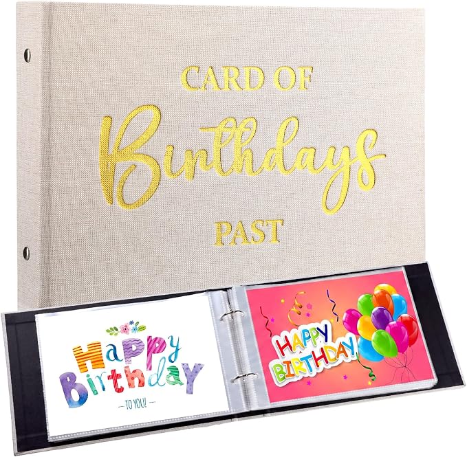 Spiareal Greeting Card Binder Album 6x8,Wood Color,Birthday | 100 Pages, Clapperboard Movie Design, Photo Holder for Party Wedding, Postcard Storage Organizer, Memory Keepsake Book by Spiareal