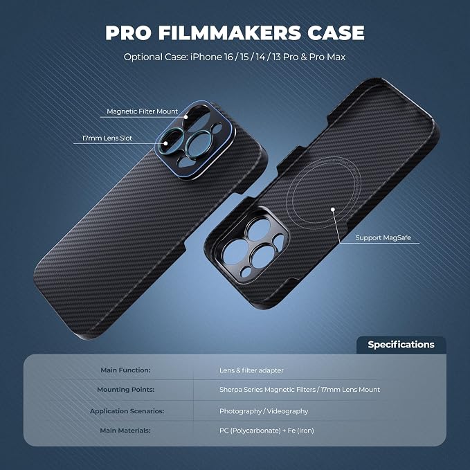 FREEWELL Pro Filmmaker Case for iPhone 16 Pro Max - 17mm Lens & Magnetic Filter Mount Black - Image 5