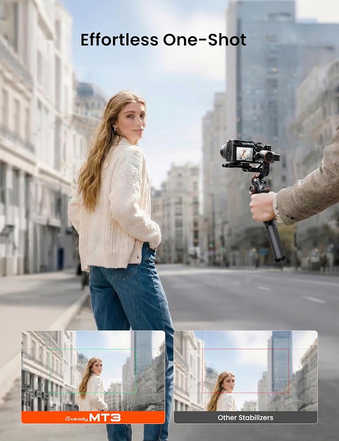 hohem iSteady MT3 3-Axis Gimbal Stabilizer for Mirrorless/Pocket/Action Cameras/Smartphone, Built-in AI Tracker with Fill Light, OLED Display, Camera Gimbal for Canon/Sony/Nikon/Fujifilm/GoPro - Image 5