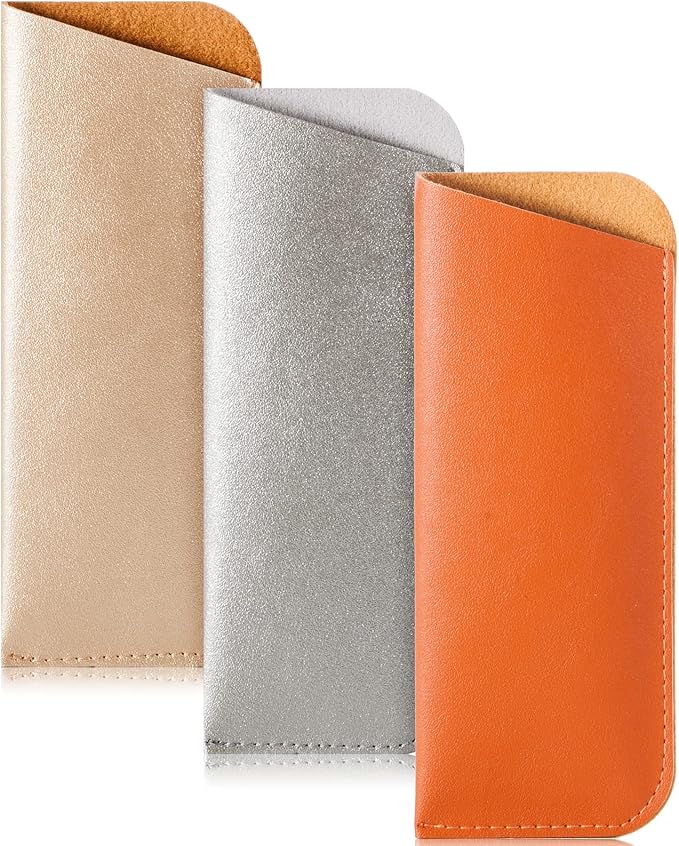 TRIUMPH VISION 3 Pack Reading Glasses Pouch Soft Case Eyeglass Sleeve Slim | Alternative to Bulky Case in bag, Lightweight Lined Padded Protect Optical lens Slip in, Cute Pattern Portable for Daily Use by TRIUMPHVISION