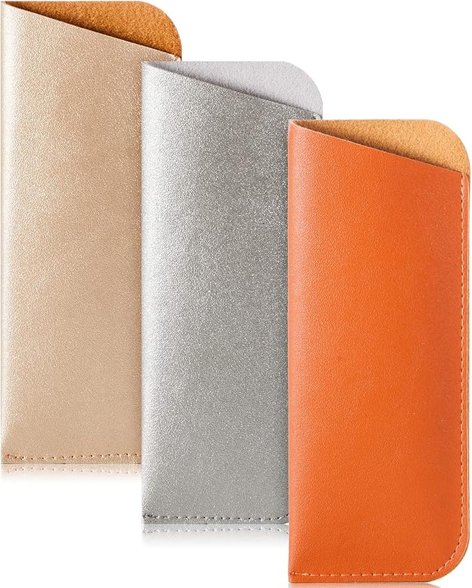 TRIUMPH VISION 3 Pack Reading Glasses Pouch Soft Case Eyeglass Sleeve Slim | Alternative to Bulky Case in bag, Lightweight Lined Padded Protect Optical lens Slip in, Cute Pattern Portable for Daily Use by TRIUMPHVISION