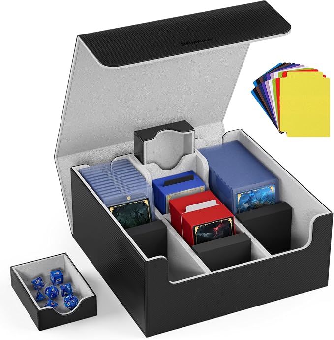 Mlikero Card Deck Case, Trading Card Storage Box for Magnetic Cards Holder and Hard Plastic Cards Protectors, Leather Magnetic Closure Deck Box Fit for MTG, TCG by Mlikero