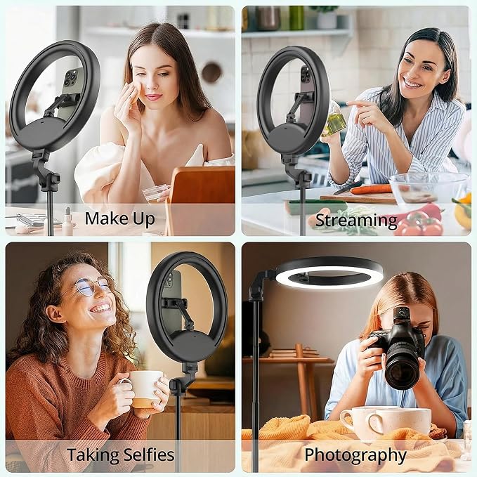 10''Selfie Ring Light with 64''Tripod Stand,Rechargeable Ring Light with Phone Holder and Remote Control,Adjustable Color Temperature and Brightness,5000mAh Battery,Live Streaming,Makeup,Travel,Gaming - Image 9