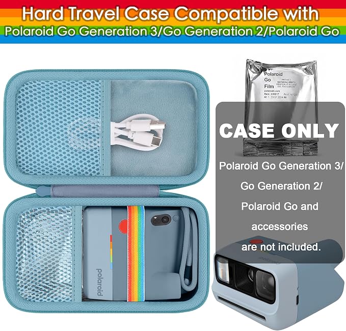 khanka Case for Polaroid Go Gen 3 Mini Instant Camera(9195/6653),Blue | Fits for Polaroid Go Generation 2,Accessory Storage Pocket, Travel-Ready Portable Storage,Case Only - Image 3