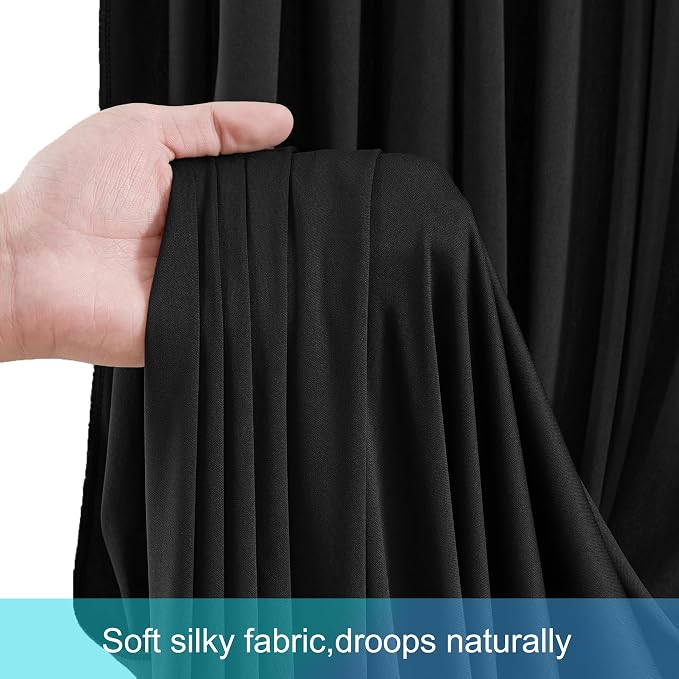 10x12 Black Backdrop Curtains for Wedding Party Wrinkle Free Backdrops Curtain Drapes Fabric Decorations Photo Back Drop Cloth for Baby Shower Photography Stage Reception 5ft x 12ft,2 Panels - Image 5