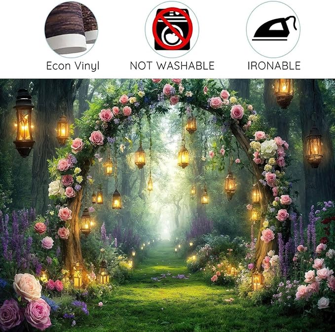 5x3ft Purple Flower Wedding Photography Backdrop Lavender Floral Enchanted Forest Fairytale Bridal Backdrop Anniversary Birthday Baby Shower Girl Party Banner Photo Booth Props Wonderland Background - Image 8