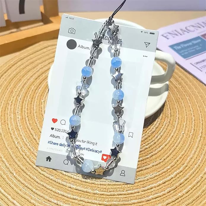 Beaded Phone Charm Lanyard Strap Girly Style Fixed Beads Pearl Lanyards - Image 2