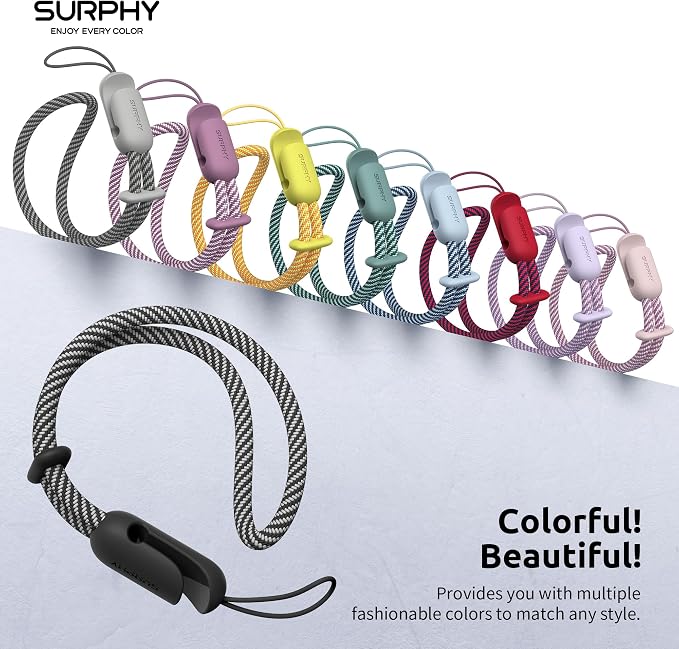 SURPHY 2 Pack Phone Lanyard, Phone Wrist Strap for Case, Camera Wrist Strap | Ultra-Light 2-Color Braided Phone Strap, Cellphone Charm Strap, Anti-Lost Wrist Lanyard for Women and Men, Black Gray - Image 7