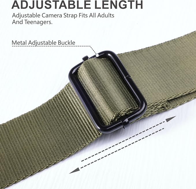 Padwa Lifestyle Adjustable Camera Strap - 1.5" Full Grain Leather Ends Camera Straps for Photographers, Adjustable Neck Shoulder & Crossbody Nylon Strap Quick Release for Cameras and Binoculars - Image 3