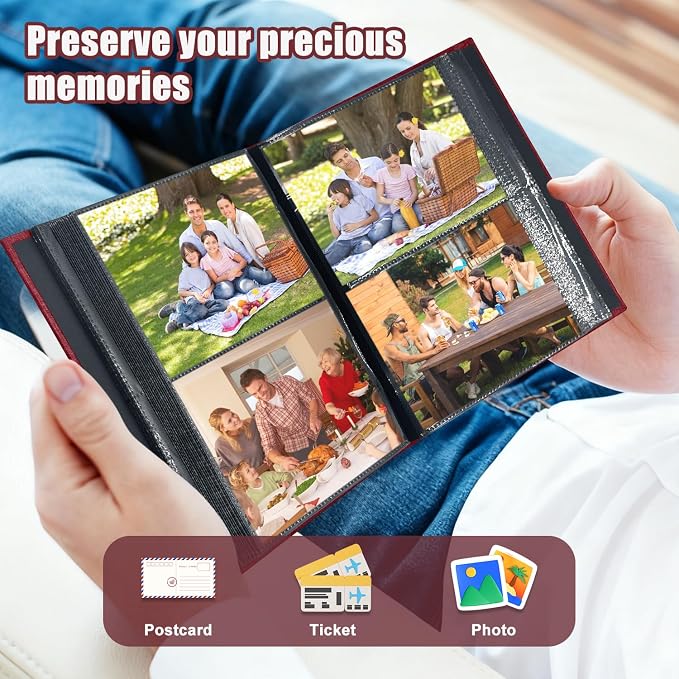 Photo Album 4x6 200 Pockets for Wedding Gifts,Linen Hardcover Picture Albums for Family Anniversary Baby Vacation Pictures - Image 4