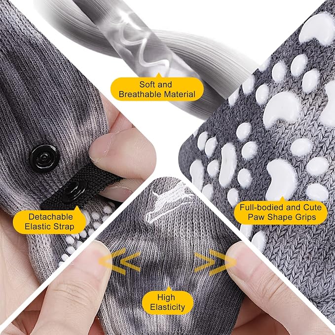 EXPAWLORER Anti Slip Dog Socks to Prevent Licking Paws, Dog Shoes for Hot Pavement, Dog Booties for Small Medium Large Senior Dogs, Traction Control Boots & Paw Protectors for Hardwood Floors - Image 4