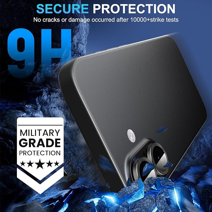 Suoman 2-Pack for iPhone 17 Camera Lens Protector, [CD Lines] [Strong-Adhesion] Metal Texture Style Tempered Glass Camera Lens Cover [with Auto Alignment Tool Kit] -Black - Image 3