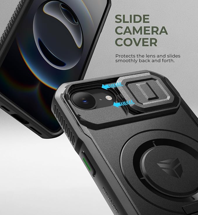Dexnor for iPhone 17e Case, iPhone 16e Case[Built-in Slide Camera Cover & Kickstand], Compatible with MagSafe Heavy-Duty Rugged Magnetic Shockproof Phone Case for iPhone 17e/16e, 6.1 inch Black - Image 4
