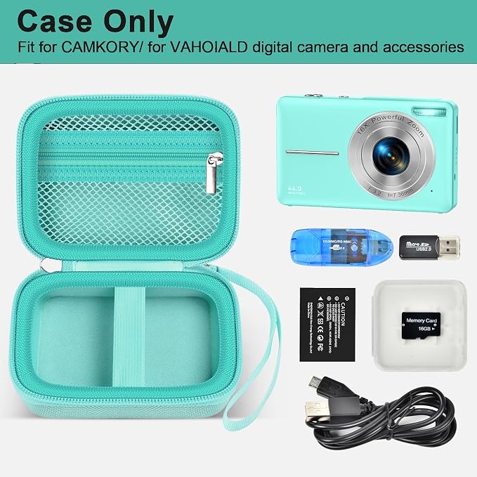 ALKOO Digital Camera Case for CAMKORY, Camera Pouch for KODAK Pixpro -Green | for Lecran/for VAHOIALD Point and Shoot Camera, Hard Carrying Case with Mesh Pocket, Compact for Vlogging, Travel and Storage - Image 2