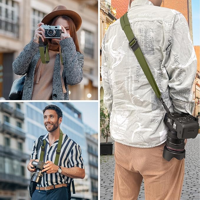FIEIL Camera Shoulder Strap with Quick Release Plate, 1.5''Wide Universal Camera Neck Strap, Smooth and sturdy, Equipped with Comfortable Silicone Shoulder Pad for Photographers(Moss Green) - Image 8