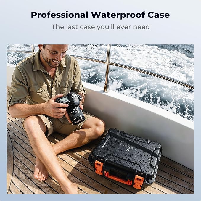K&F CONCEPT Waterproof Hard Case, IP67 Protective Case with Pre-Scored Foam | Pick & Pluck Foam, Waterproof, Dustproof, Shockproof, HardShell Case for Camera & DJI Drone & Equipment Storage, BC01 - Image 8