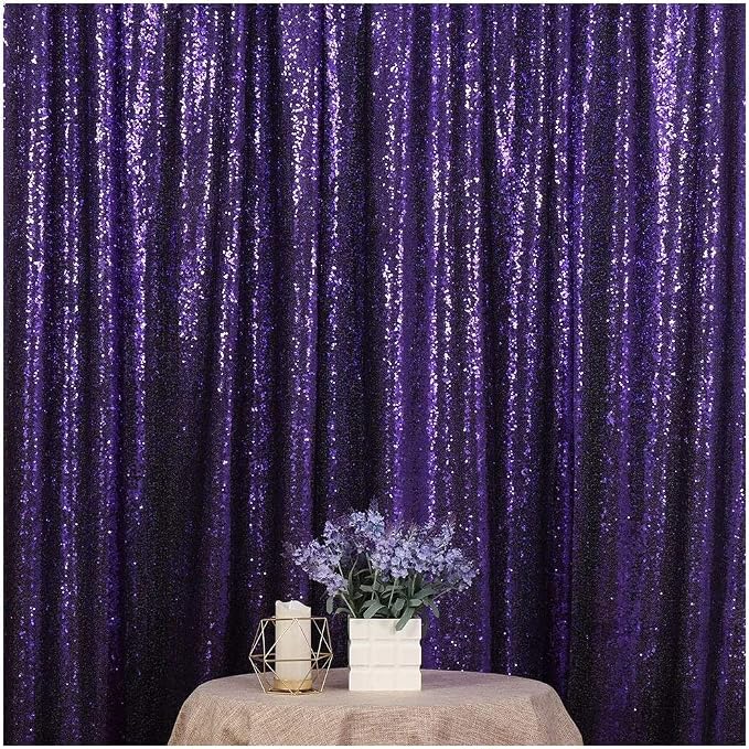 Poise3EHome Purple Sequin Backdrop,8FT x 10FT Sequin Photography Backdrop Curtain for Halloween Party Birthday Decoration - Image 2