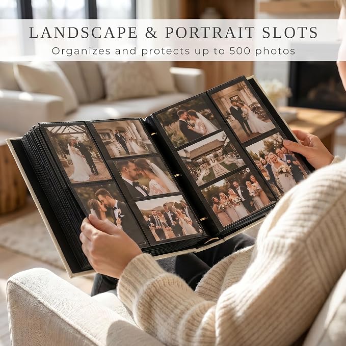 Beautiful Linen Photo Album For 4x6 Photos - Holds Up To 500 Pictures | Safely Stores Unique Memories - The Perfect Large Book for All Pictures of Treasured Family, Baby or Wedding Moments - Image 4