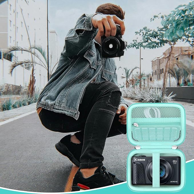 Carrying Case for Canon PowerShot SX740 HS, SX730 HS Camera, Green | SX720 HS, SX620 HS, G7 X Mark III, G7 X Mark II Digital Camera, Storage Holder Travel Bag with Mesh Pocket for Battery Pack - Image 7