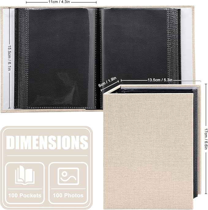 Photo Album 4x6 100 Pockets for Wedding Gifts,Linen Hardcover Picture Albums for Family Anniversary Baby Vacation Pictures - Image 3