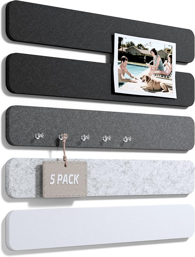 Fluxynara 13" x 2" Felt Wall Panels, Concrete Echo | 5-Pack Includes 35 Push Pins and Adhesive Tabs for Photos, Notes and Decor in Bedroom Doors, Home Office or Studios by FLUXYNARA