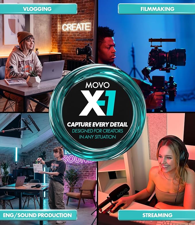 Movo X1 Supercardioid Shotgun Microphone - 3.5mm/XLR/USB-C Camera Mic for DSLR, Smartphones, and Computers - Professional Boom Microphone with Advanced Audio Controls, Tripod, and Accessories - Image 3