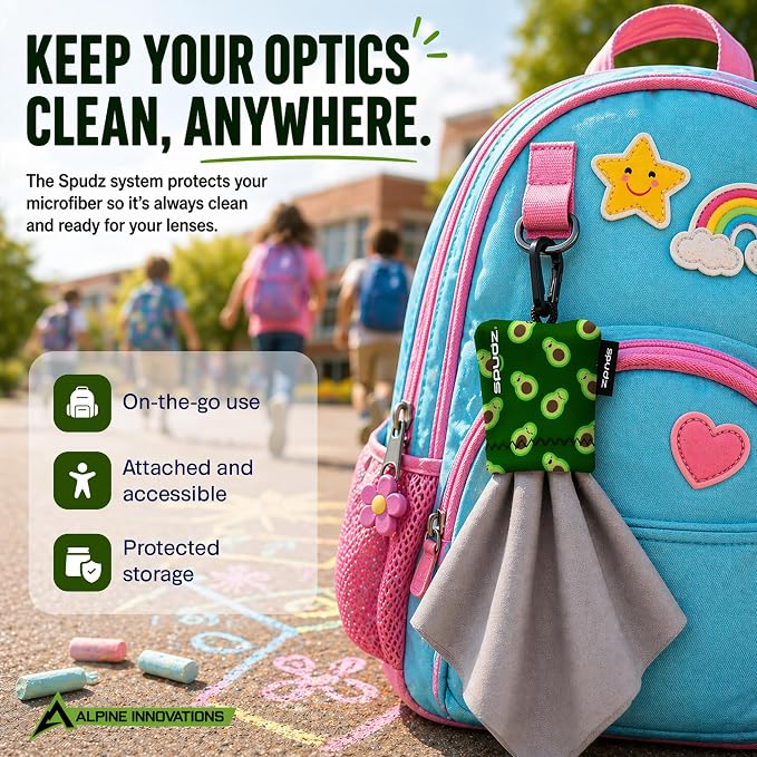 Classic Microfiber Lens Cleaner – Clip-On Pouch, Washable – for Binoculars, Scopes, Glasses, Screens | Classic | Panda Bubble, 6 x 6 Inch - Image 2
