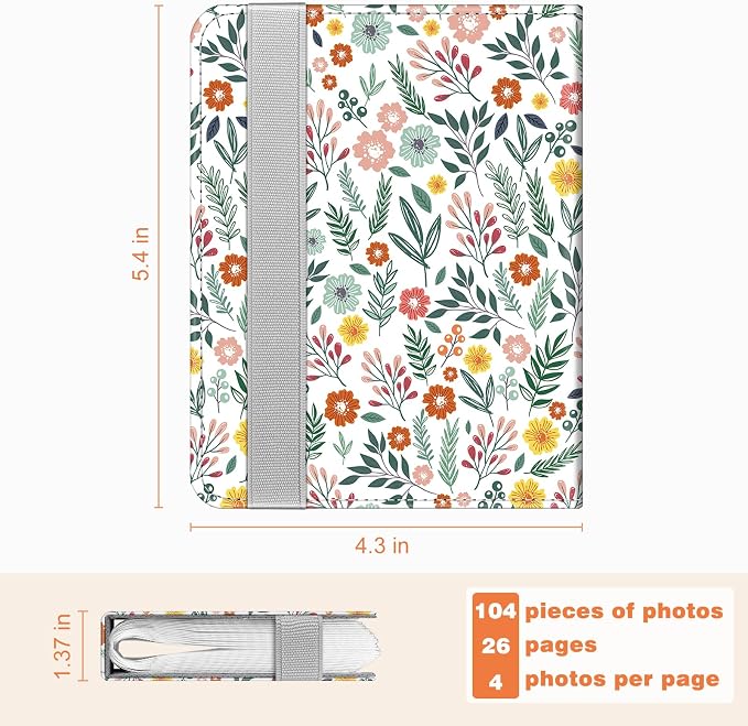 Fintie Instax Mini Photo Album for 2x3-Inch Film - 104 Pockets Small Albums for Fujifilm Instax Mini 12/11/99/40/7+/EVO/LiPlay/Link 3-2-1 Instant Camera/Polaroid Hi-Print Printer, Spring Bloom - Image 6