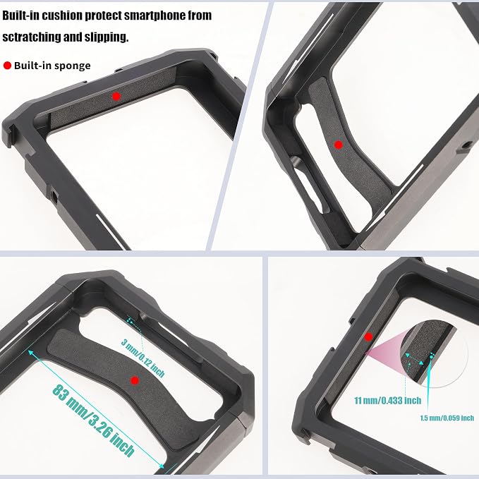 Fotga Universal Smartphone Cage Photo Video Stabilizer + Handles + 67mm Thread Filter Adapter for iPhone 17 16 15 14 Pro Max Samsung Cell Phone Vlog Live Stream Video Record + Cold Shoe Tripod Mount - Image 7