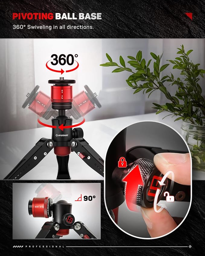 IFOOTAGE Cobra 3 Base Aluminum Desktop Mini Tripod for Camera | Tabletop Small Tripod with 1/4" & 3/8" Screws Compatible with Sony Nikon Canon DSLR Cameras, Payload 17.64lbs - Image 4