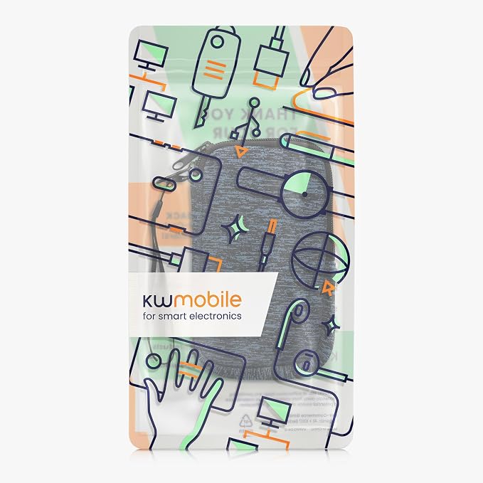 kwmobile Universal Phone Pouch Size L - 6.5" - Neoprene Smartphone Pouch with Zip - Water-Repellent Mobile Phone Case - Sleeve in Deep Ocean/Black - Image 7