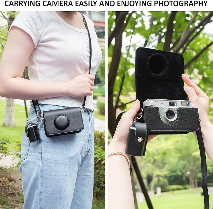 Protective Case Compatible for Kodak Ektar H35/H35N/Ultra F9/VIBE 501F Film Camera, PU Leather Carrying Bag and Film Storage Case for Kodak H35/H35N/Ultra F9/VIBE 501F Film Camera - Black - Image 5