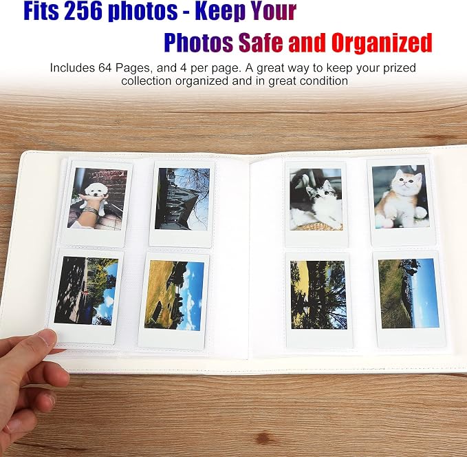 Veicevol 256-Pocket 2x3 Photo Album for Instax Mini and Polaroid | PU Leather Cover Keeps, Fits Instax Mini and Polaroid 2x3 Photos, Protects Travel, Wedding and Family Memories - Image 4