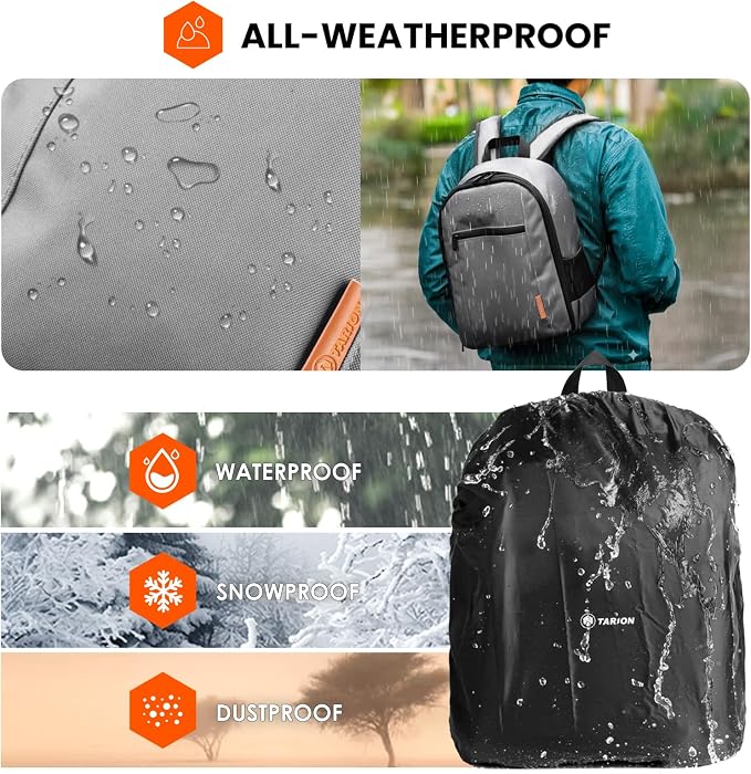 TARION Small Camera Backpack for Photographers Compact 12L Grey TB-S | 13 Inch Laptop Compartment, Rain Cover, Bottom Tripod Holder, for DSLR Mirrorless Cameras, Everyday Shooting - Image 5