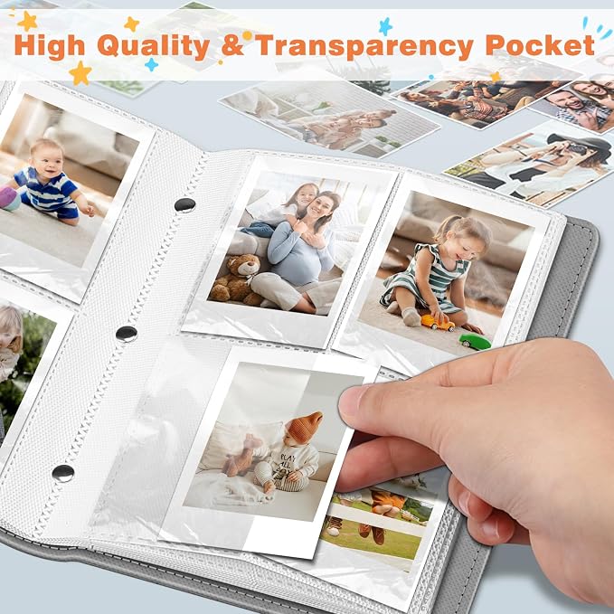 Fintie Photo Album For Fujifilm Instax Mini 2x3 Inch Films - 256 Pockets | For Fujifilm Instax Mini 13/12/11/99/40/Evo/Se/7+/Liplay Instant Camera, Photos Keepsakes, Kids Memory Book, Raining Hearts - Image 6