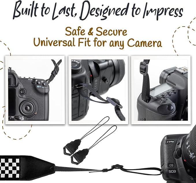 Art Tribute Camera Strap - Shoulder, Crossbody & Neck Camera Strap for Photographers, Fits All Cameras, Canon Nikon Sony Fujifilm, Padded Strap W/Quick Release, Embroidered Cotton & Leather Ends - Image 7