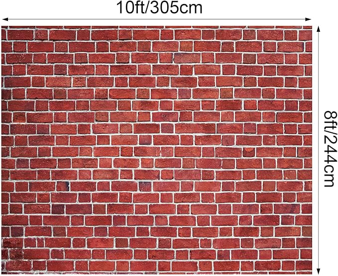10 x 8 ft Red Brick Wall Backdrop Fabric Brick Photo Background | Large Polyester Brick Backdrop Cover for Photoshoot Home Fireplace Decoration, Newborn Birthday Party Decor - Image 2
