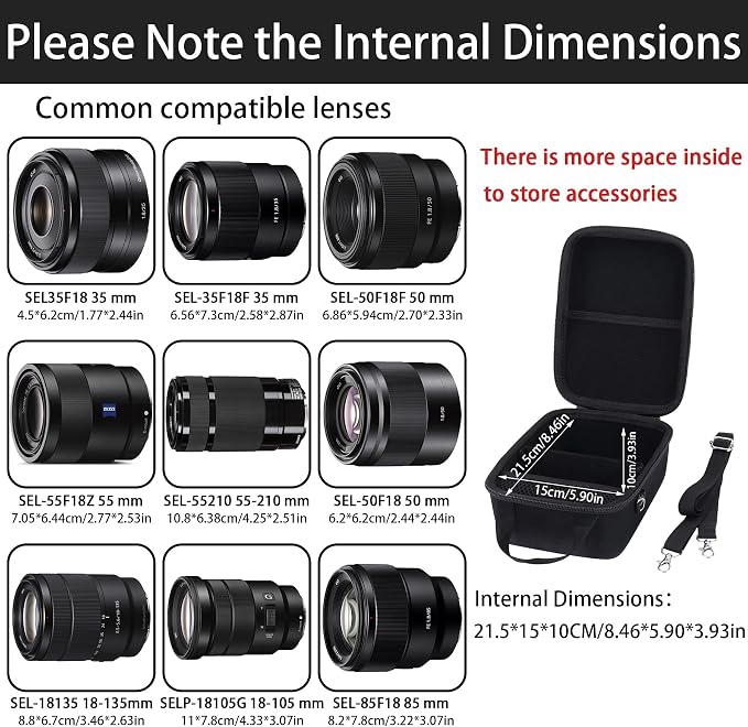 Aenllosi Hard Case for Sony Alpha a6000/a6300/a6400/a6500/a6600 Camera | Black, EVA case for a6700 Mirrorless Digital Camera, Water-resistant Impact-resistant design, carry handle, Case only - Image 3