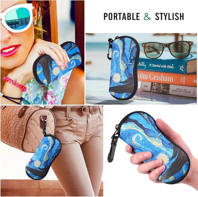 MoKo Sunglasses Soft Case Ultra Light Neoprene Zipper Eyeglass Case for Men Women - Image 6