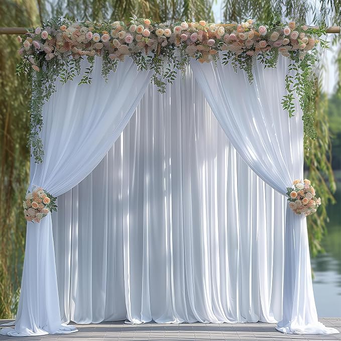 40x10ft Wrinkle Free White Backdrop Curtain for Parties Soft Fabric Drapes Wedding White Curtain Backdrop for Birthday Party Decorations Background for Photography 5x10ft, 8 Panels - Image 8