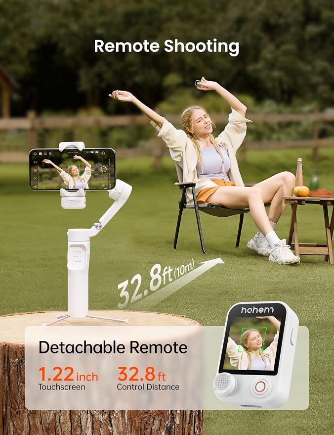 Hohem iSteady V3 Ultra Phone Gimbal White, AI Tracking Touch Remote, Built-in Rod Tripod 360° Vlog Stabilizer - Image 3