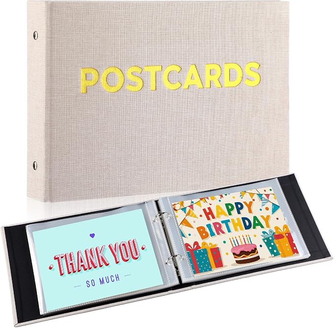 Spiareal Post Card Organizer Set Greeting Card Holder 6 x 8 Inches 100 Pages Stamping Binder Album Display Organization Storage for Memory Greetings Photo Gift by Spiareal