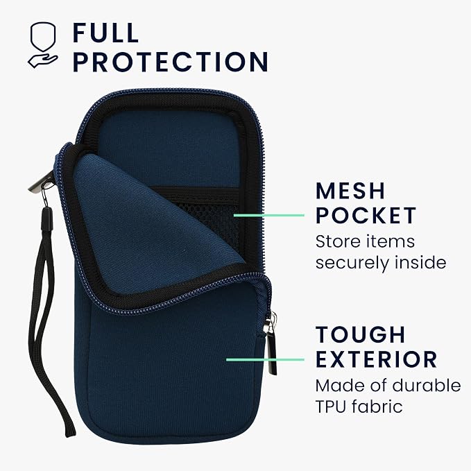kwmobile Universal Phone Pouch Size XXL - 7" - Neoprene Smartphone Pouch with Zip - Water-Repellent Mobile Phone Case - Sleeve in Navy Blue - Image 3