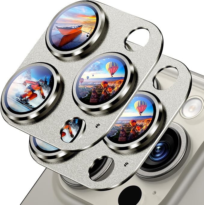 Uyiton for iPhone 16 Pro/iPhone 16 Pro Max Camera Lens Protector | Not Easy to Break, Strong Adsorption, Case-Friendly, Metal 9H Sapphire Glass Rear Camera Screen Cover, Natural, 2 Pack by Uyiton