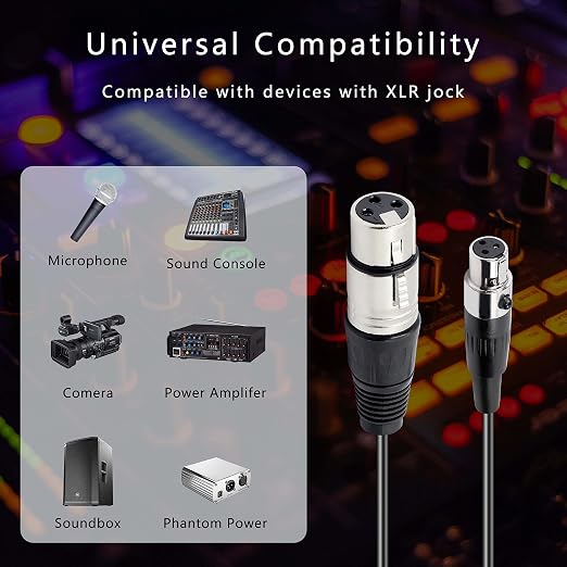 XMSJSIY Mini Female XLR to XLR Female Audio Cable Adapter 3 Pin XLR | to Mini 3 Pin XLR Microphone Cable Wire for Lavalier Mic Camera-1 Pcs (Mini XLR Female to XLR Female) - Image 7