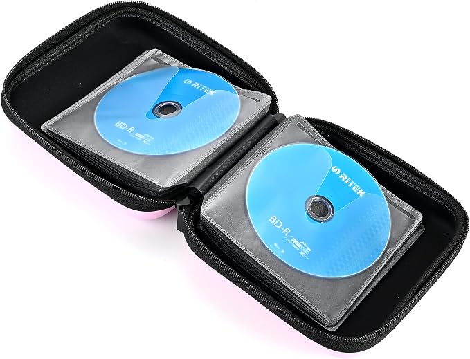 alavisxf xx CD Case, 48 Capacity Protective Zipper Disc Wallet for Car | EVA Shock-resistant, Lightweight Portable, DVD Blu-ray Storage Organizer, Scratch-Resistant Sleeves, for Home Office Travel - Image 5