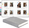 Instax Mini Photo Album with Writing Space, Linen Cover, Grey | Compatible with 2x3 inch & Polaroid Pictures, 112 Recessed Clear Pockets, Wedding Guest Book and Family Memories by Unknown